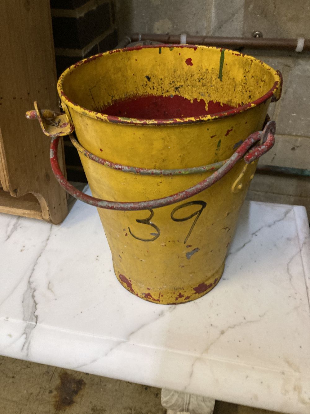A pair of vintage painted fire buckets, diameter 27cm